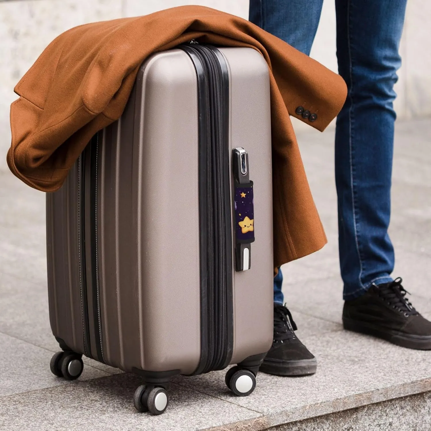 Cartoon Stars Clouds Purple Luggage Handles Wrap Grips For Suitcases Luggage Travel Accessories For Airplane 2pcs