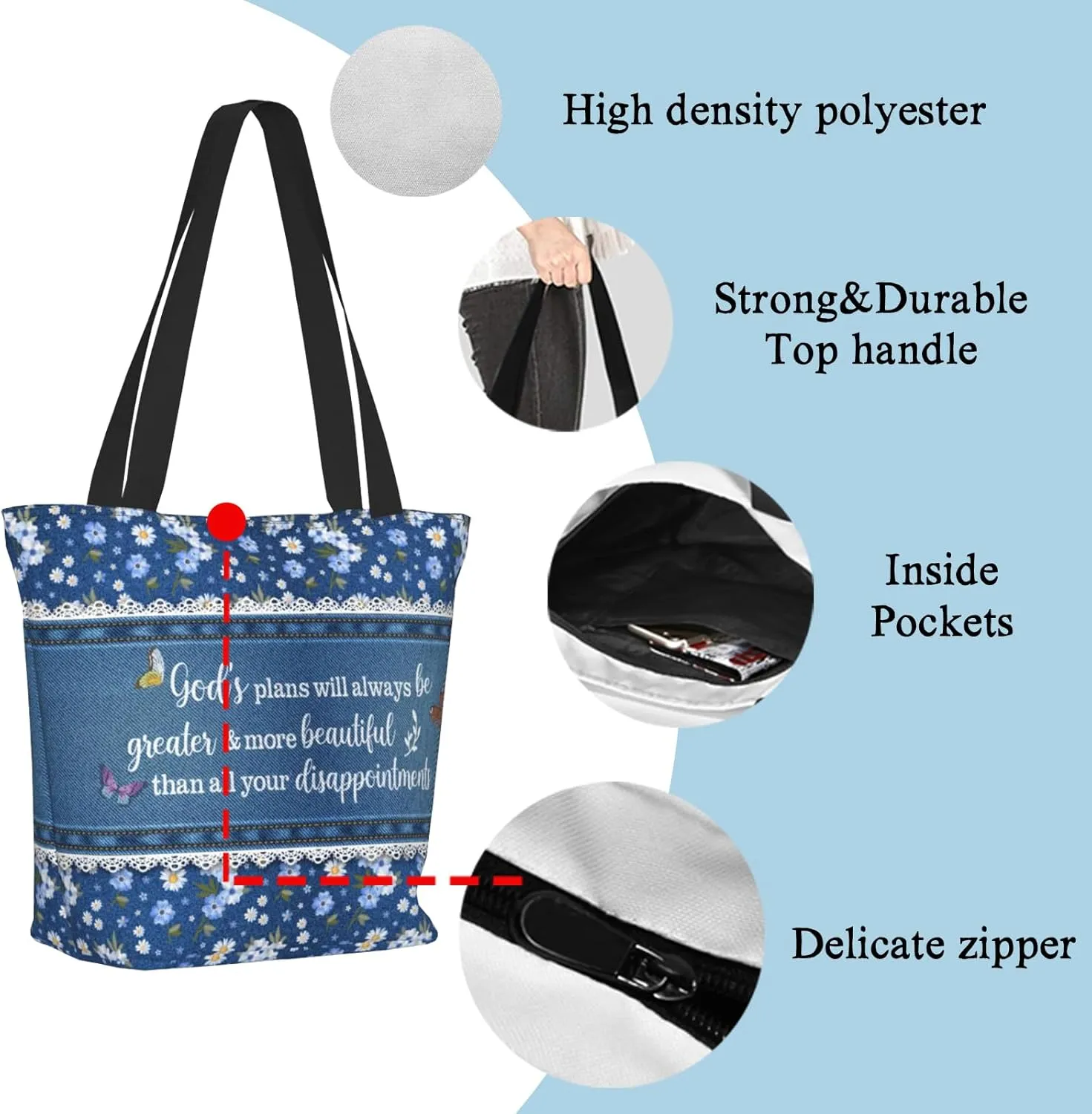 Christian Tote Bags for Women Bible Bags for Women Religious Gifts Bible Church Bag Reusable Grocery Shopping Bag