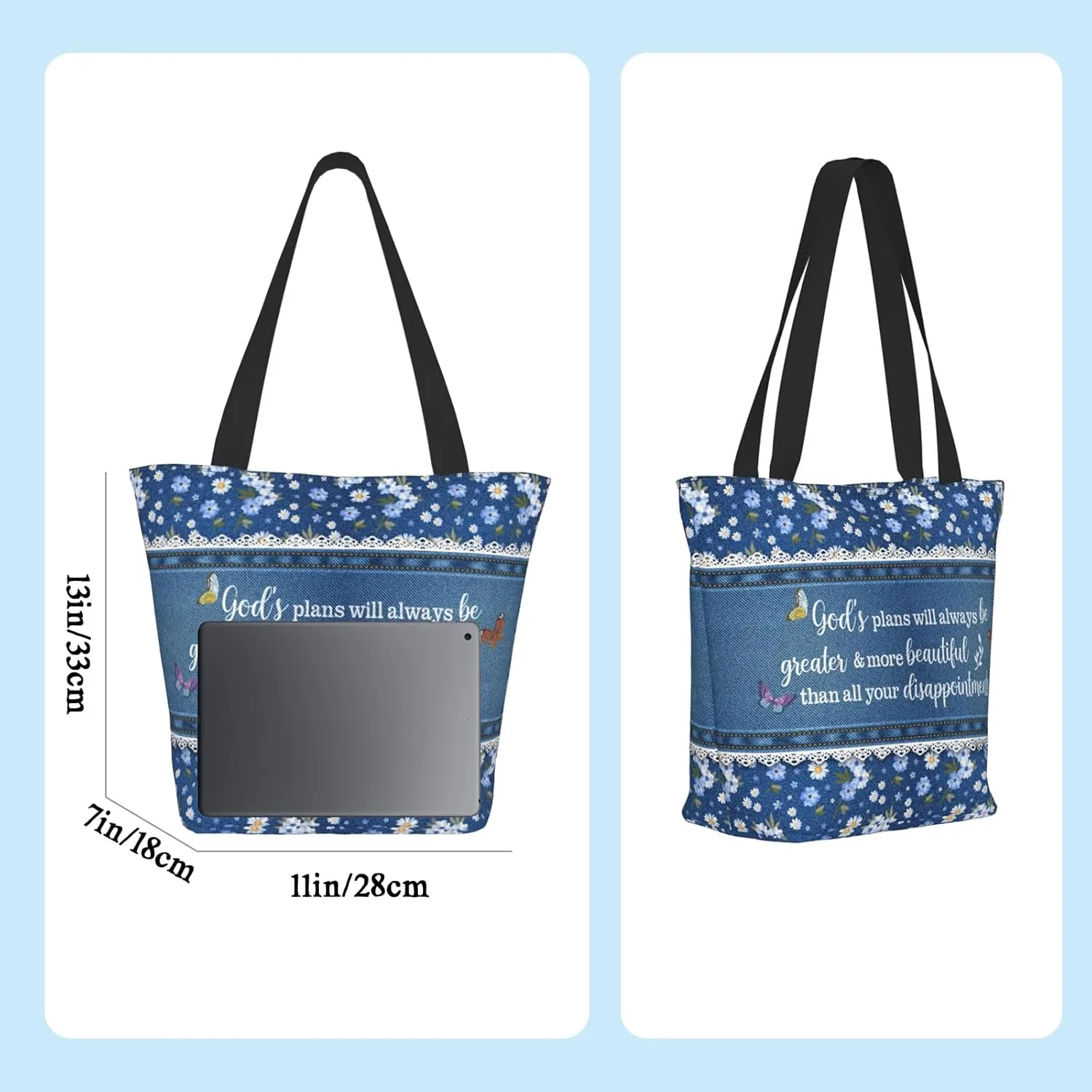Christian Tote Bags for Women Bible Bags for Women Religious Gifts Bible Church Bag Reusable Grocery Shopping Bag