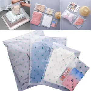 Clear Plastic Ziplock Garment Bags - Self-Sealing Storage Bags for Clothing, Gifts, Shipping, PEVA Material, Cactus Print, 20 Silk (No Vent Holes), 16" x 20" / 40 x 50 cm, Pack of 50