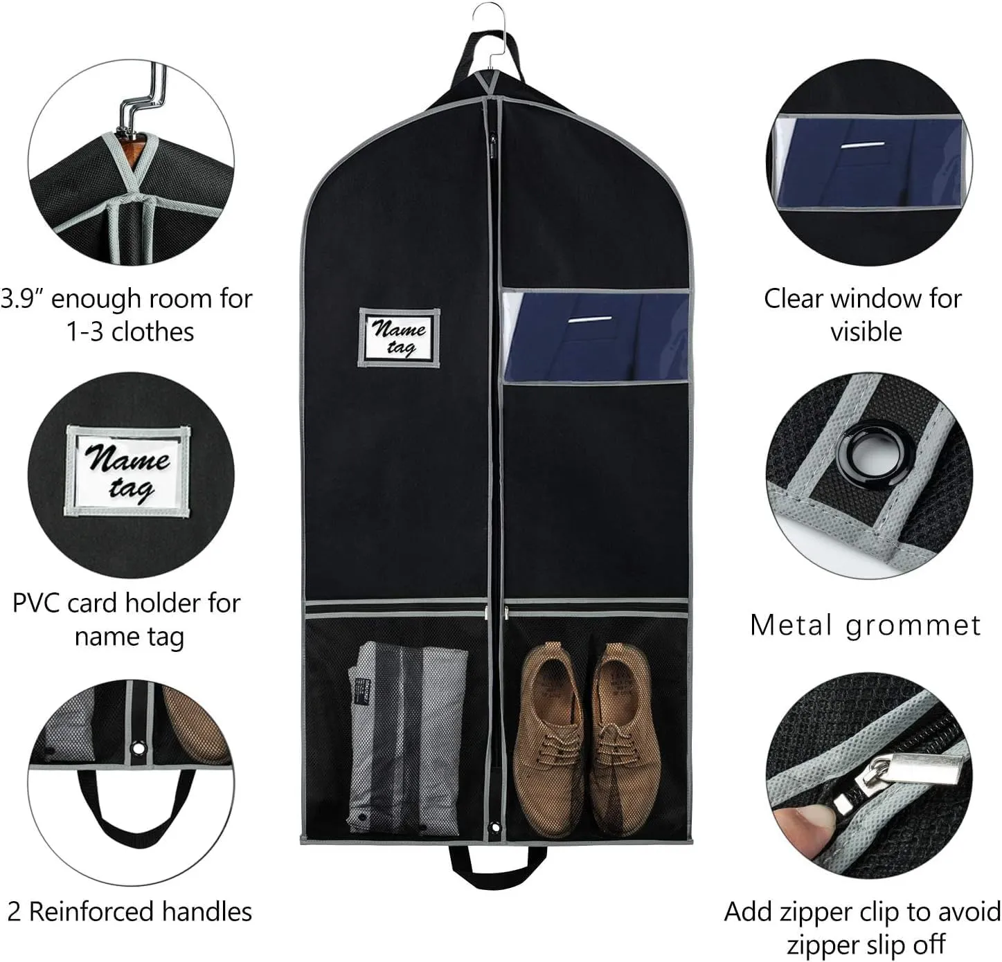 Clothes Cover 2pcs Garment Bags Travel 4'' Gusseted Suit Bags for Closet Storage with Handles Suit Bags