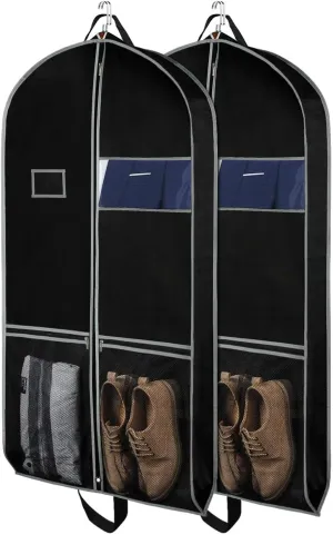 Clothes Cover 2pcs Garment Bags Travel 4'' Gusseted Suit Bags for Closet Storage with Handles Suit Bags