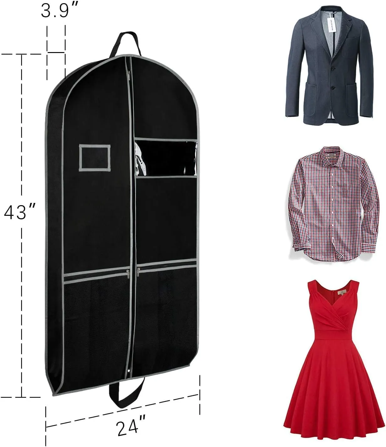 Clothes Cover 2pcs Garment Bags Travel 4'' Gusseted Suit Bags for Closet Storage with Handles Suit Bags