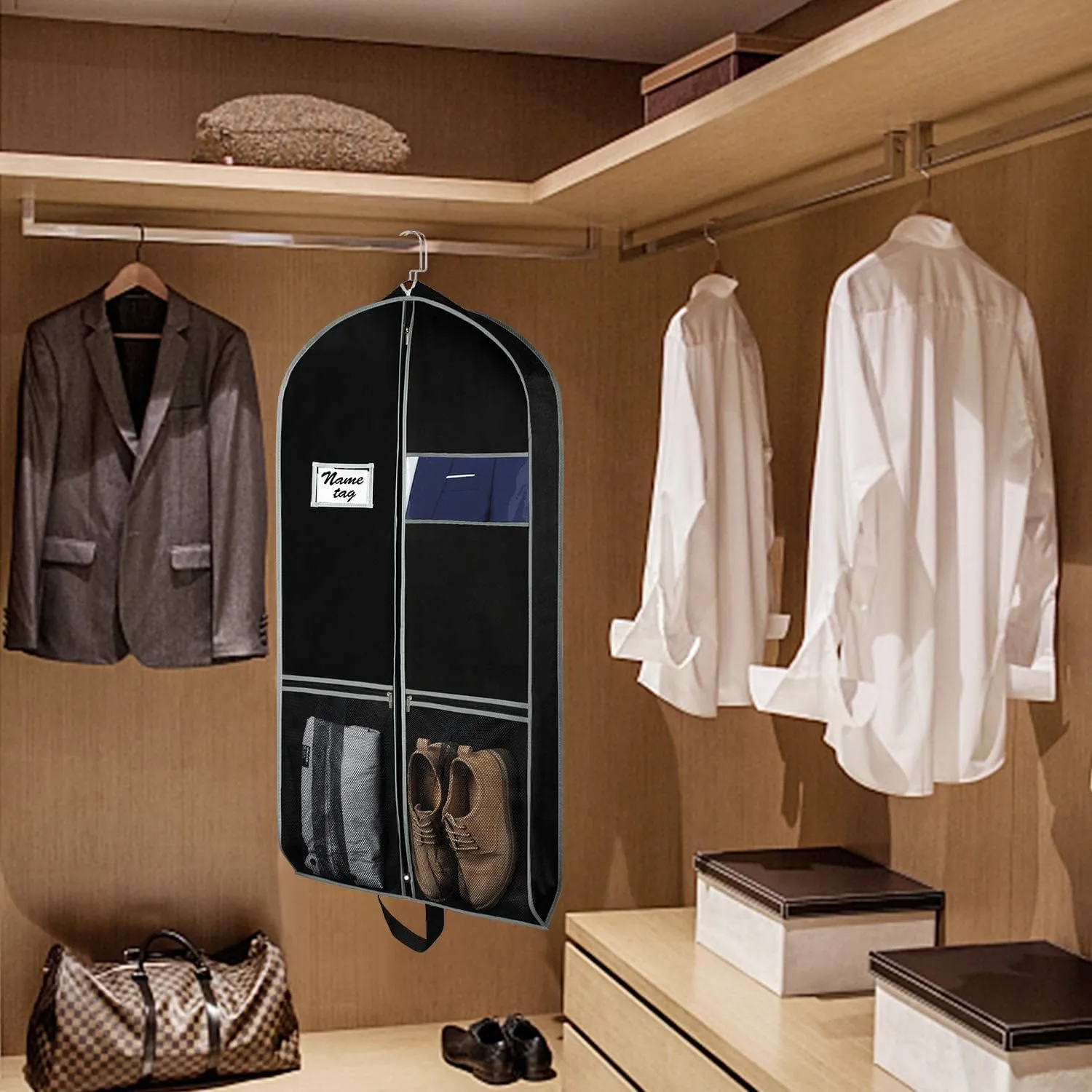 Clothes Cover 2pcs Garment Bags Travel 4'' Gusseted Suit Bags for Closet Storage with Handles Suit Bags