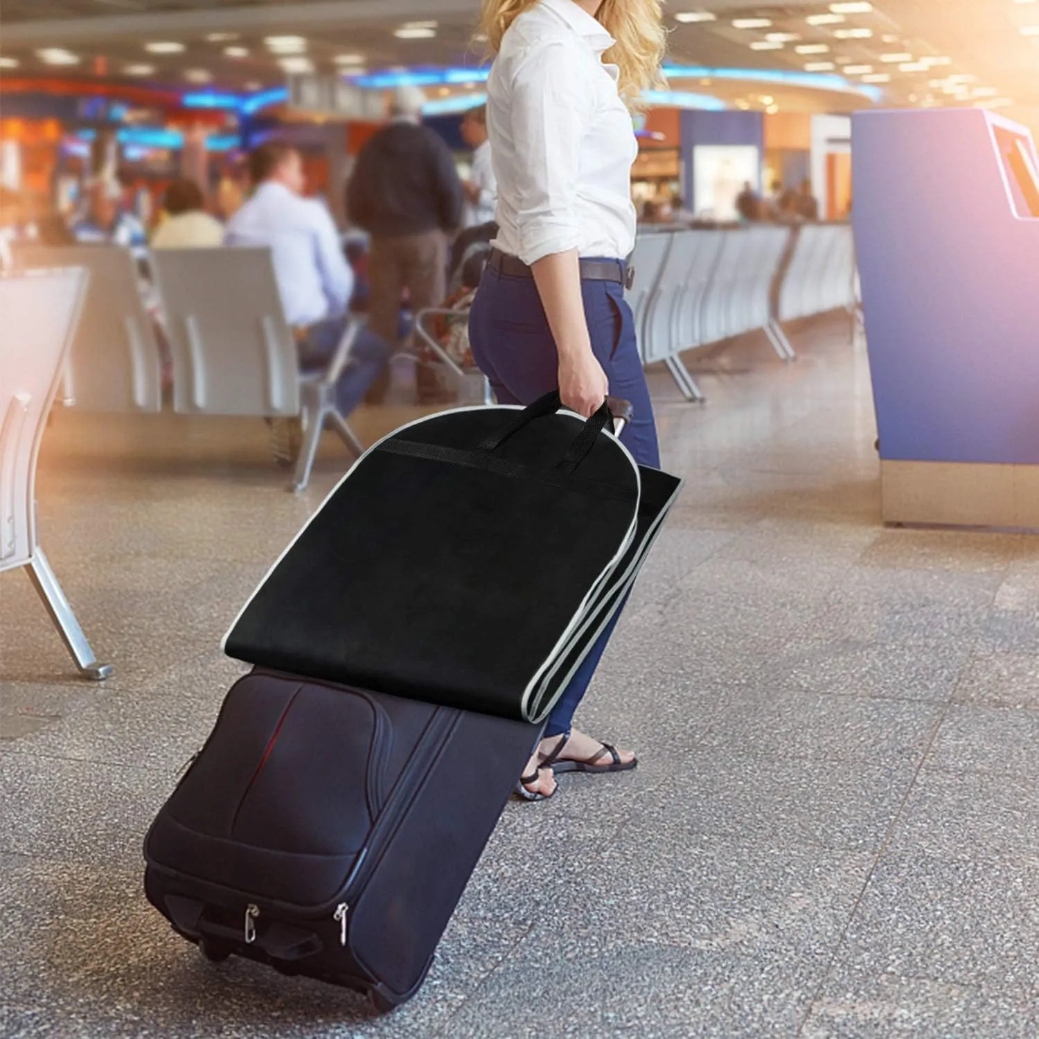 Clothes Cover 2pcs Garment Bags Travel 4'' Gusseted Suit Bags for Closet Storage with Handles Suit Bags