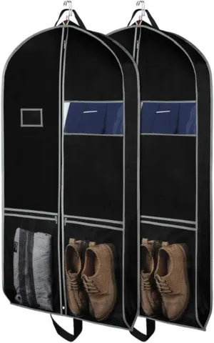 Clothes Cover Suit Bags Garment Bags for Travel Closet Handles Hanging Clothes Bag with Pocket Suit Bags (Color : Black, Size : 4 Pack)