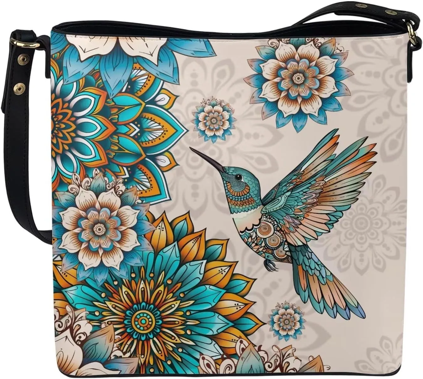 COEQINE Aesthetic Floral Tote Bag Large Capacity Floral Crossbody Strap Easy To Clean Portable Travel Accessories