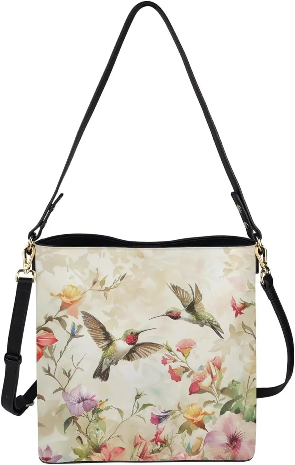 COEQINE Aesthetic Floral Tote Bag Large Capacity Floral Crossbody Strap Easy To Clean Portable Travel Accessories