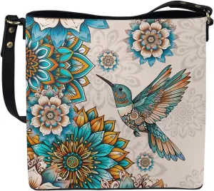 COEQINE Aesthetic Floral Tote Bag Large Capacity Floral Crossbody Strap Easy To Clean Portable Travel Accessories