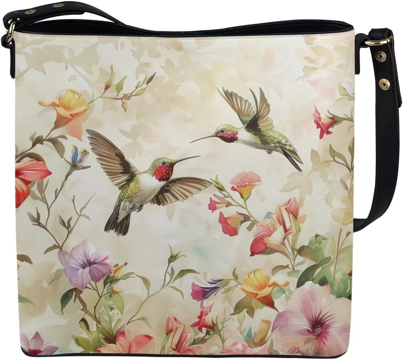 COEQINE Aesthetic Floral Tote Bag Large Capacity Floral Crossbody Strap Easy To Clean Portable Travel Accessories