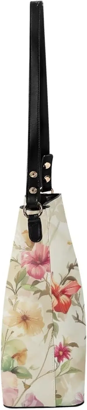 COEQINE Aesthetic Floral Tote Bag Large Capacity Floral Crossbody Strap Easy To Clean Portable Travel Accessories