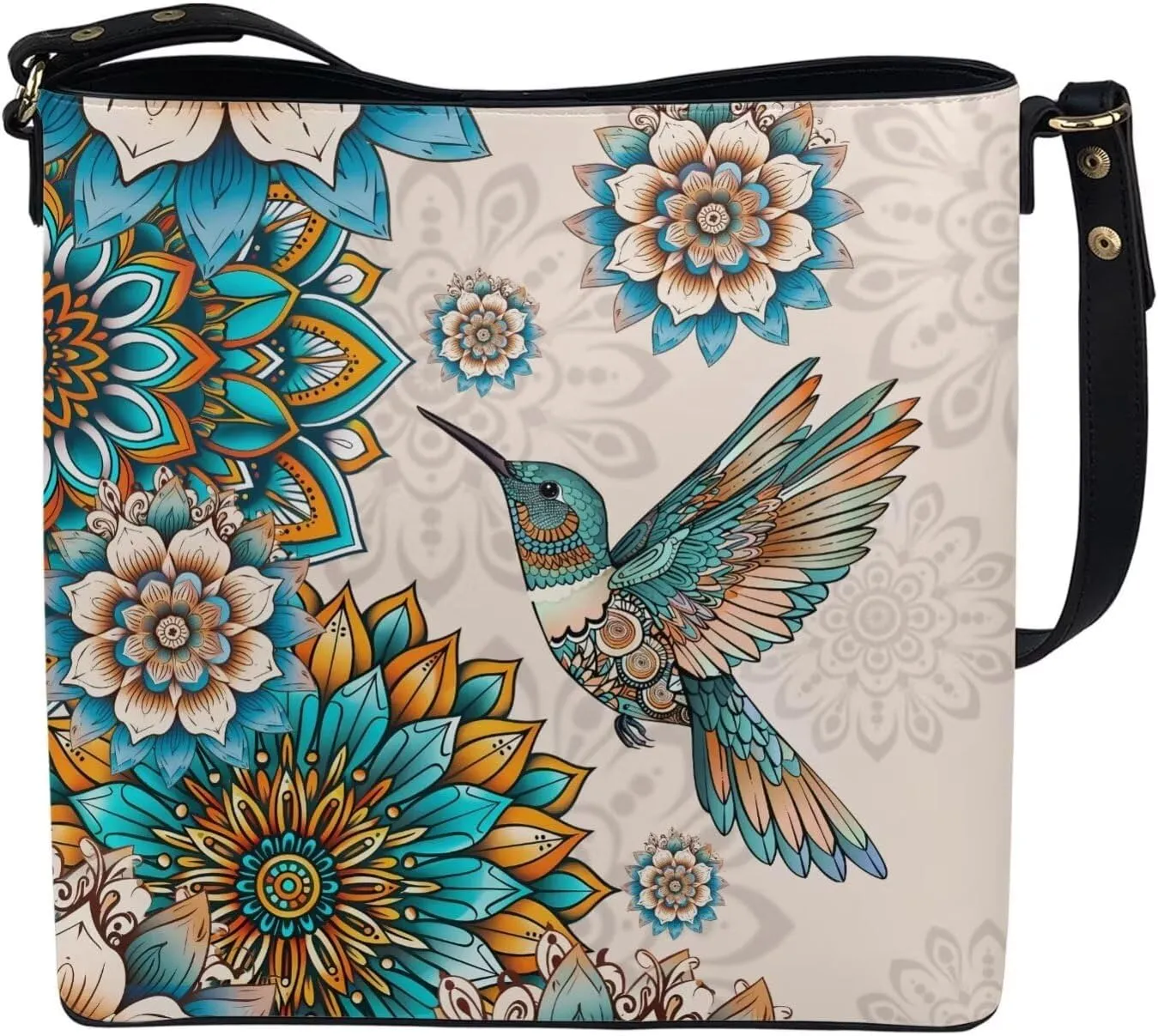 COEQINE Aesthetic Floral Tote Bag Large Capacity Floral Crossbody Strap Easy To Clean Portable Travel Accessories