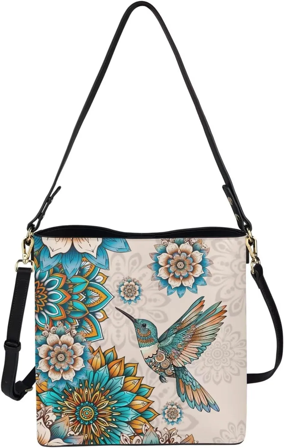 COEQINE Aesthetic Floral Tote Bag Large Capacity Floral Crossbody Strap Easy To Clean Portable Travel Accessories