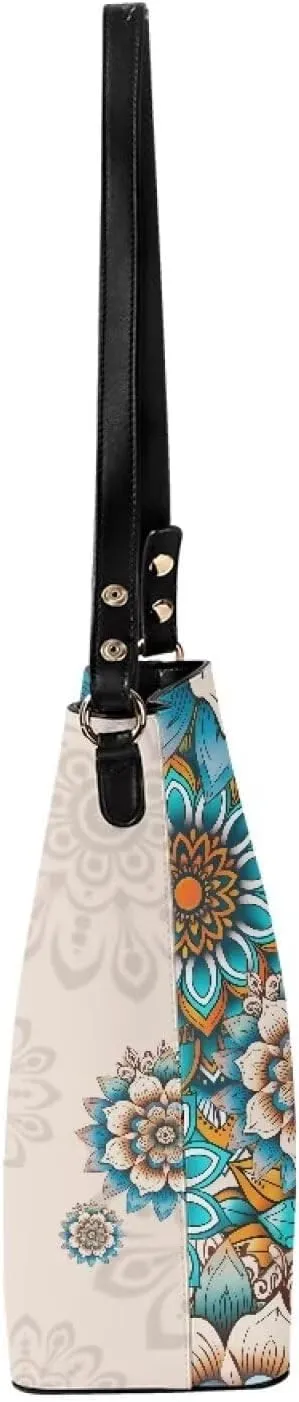 COEQINE Aesthetic Floral Tote Bag Large Capacity Floral Crossbody Strap Easy To Clean Portable Travel Accessories