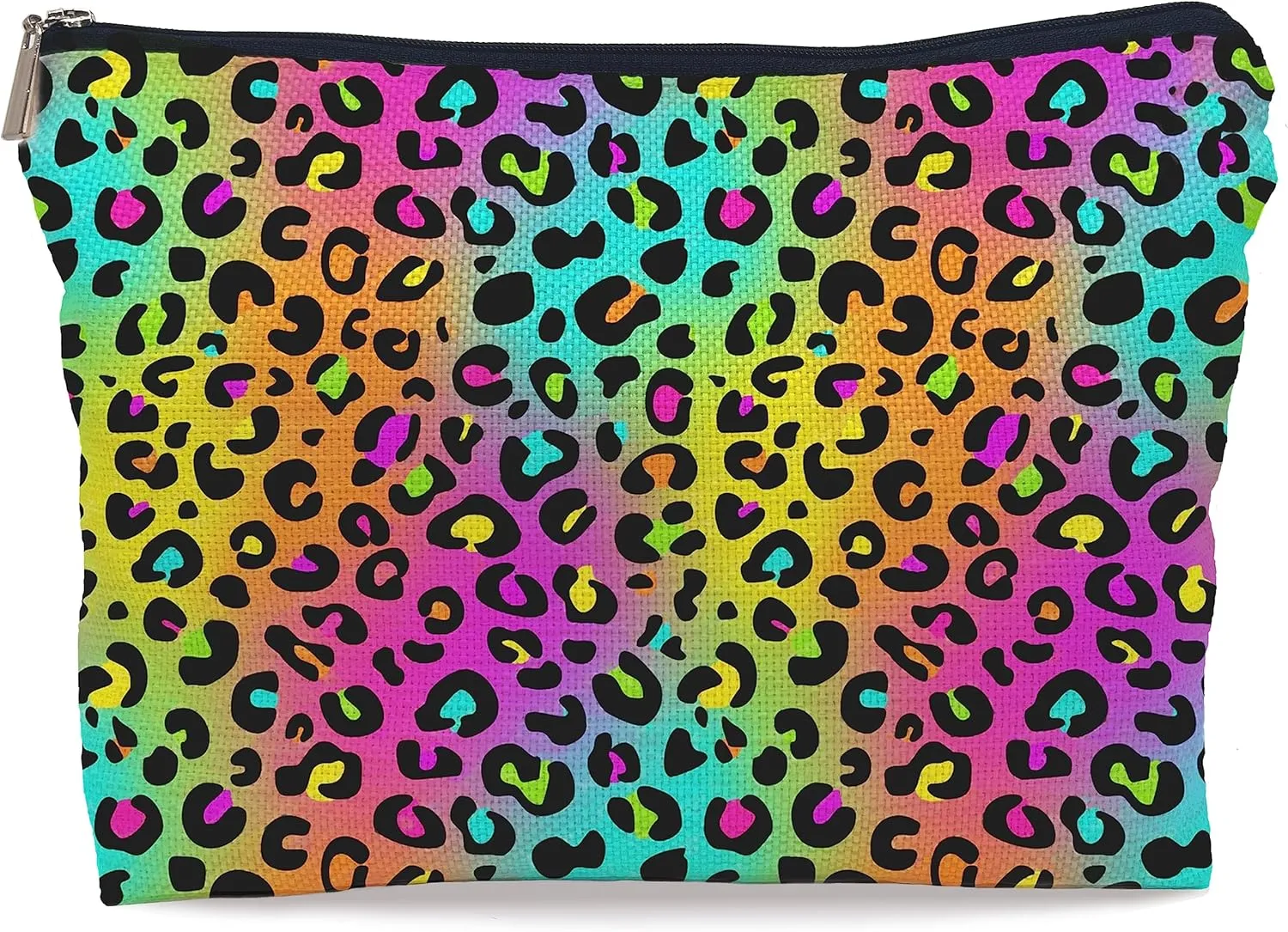 Colorful Neon Leopard Print Rainbow Makeup Bag Cosmetic Bag Zipper Pouch Toiletry Bags,Leopard Print Gifts for Women Teen Girls