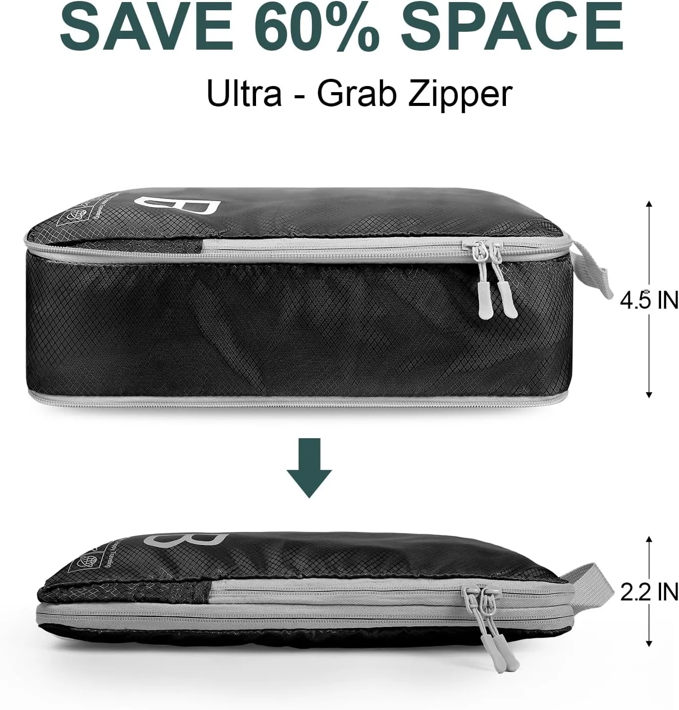 Compression Packing Cubes for Travell - Premium 362D Fabric Packing Cubes with Smooth Zippers, Space-Saving Compression Bags for Travell, Luggage Organizers for Clothes, Shoes, and Accessories