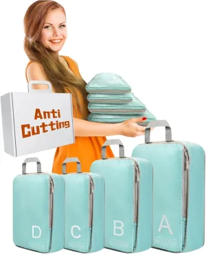 Compression Packing Cubes for Travell - Premium 377D Fabric Packing Cubes with Smooth Zippers, Space-Saving Compression Bags for Travell, Luggage Organizers for Clothes, Shoes, and Accessories