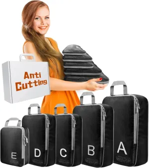 Compression Packing Cubes for Travell - Premium 382D Fabric Packing Cubes with Smooth Zippers, Space-Saving Compression Bags for Travell, Luggage Organizers for Clothes, Shoes, and Accessories