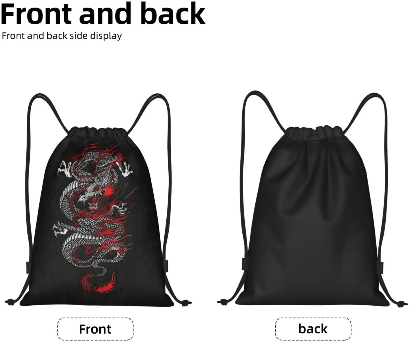 Cool Dragons Drawstring Bags Sports Bags Drawstring Backpack for Women Men Beach Yoga Swimming