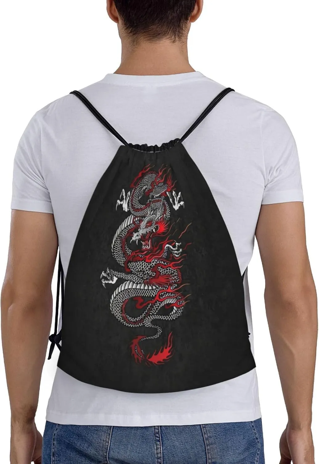 Cool Dragons Drawstring Bags Sports Bags Drawstring Backpack for Women Men Beach Yoga Swimming