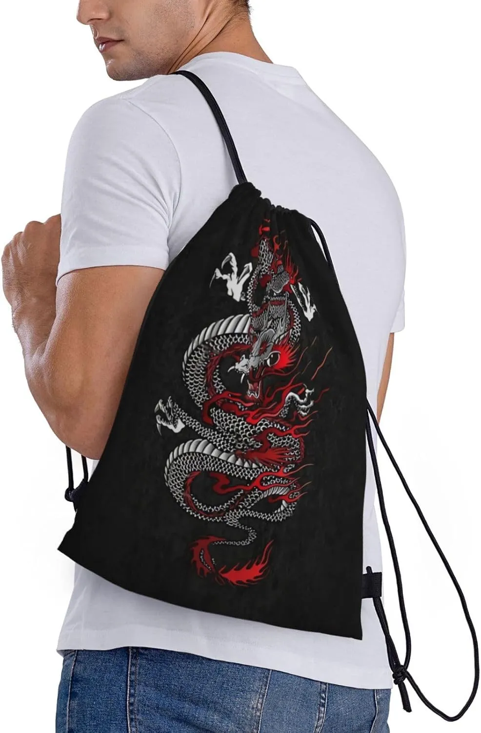 Cool Dragons Drawstring Bags Sports Bags Drawstring Backpack for Women Men Beach Yoga Swimming