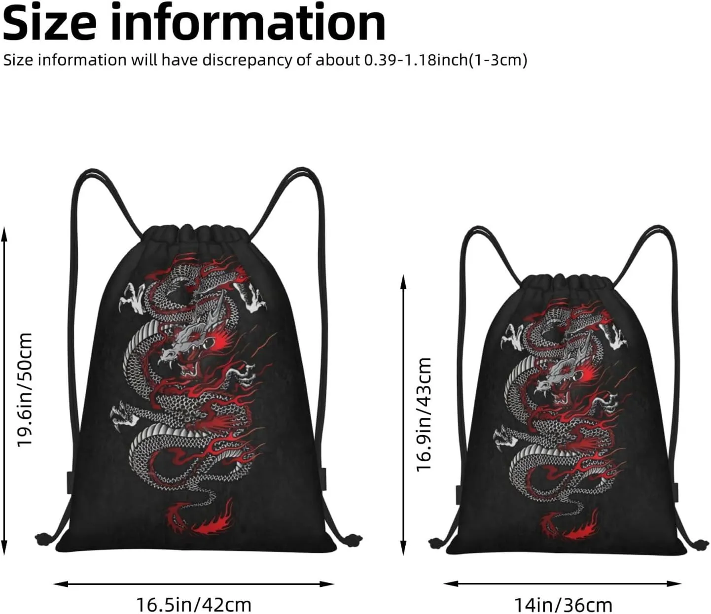 Cool Dragons Drawstring Bags Sports Bags Drawstring Backpack for Women Men Beach Yoga Swimming