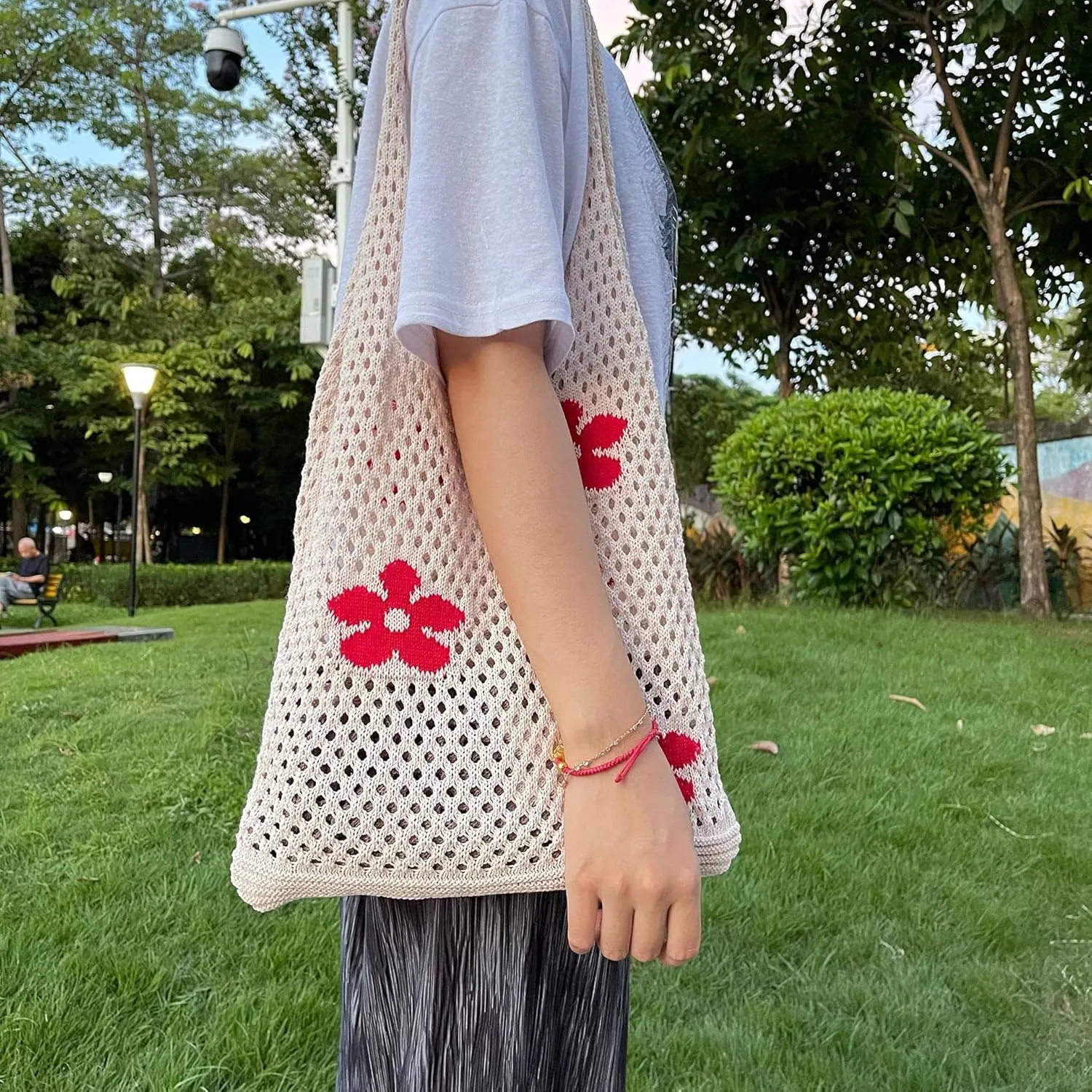 Crochet Tote Bag Fairycore Hobo Bag for Women Fairy Grunge Aesthetic Tote Bag Fairy Grunge Accessories