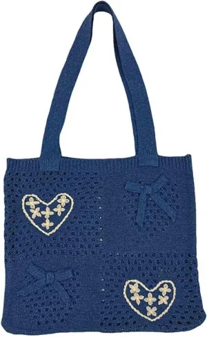 Crochet Tote Bag Fairycore Hobo Bag for Women Fairy Grunge Aesthetic Tote Bag Fairy Grunge Accessories