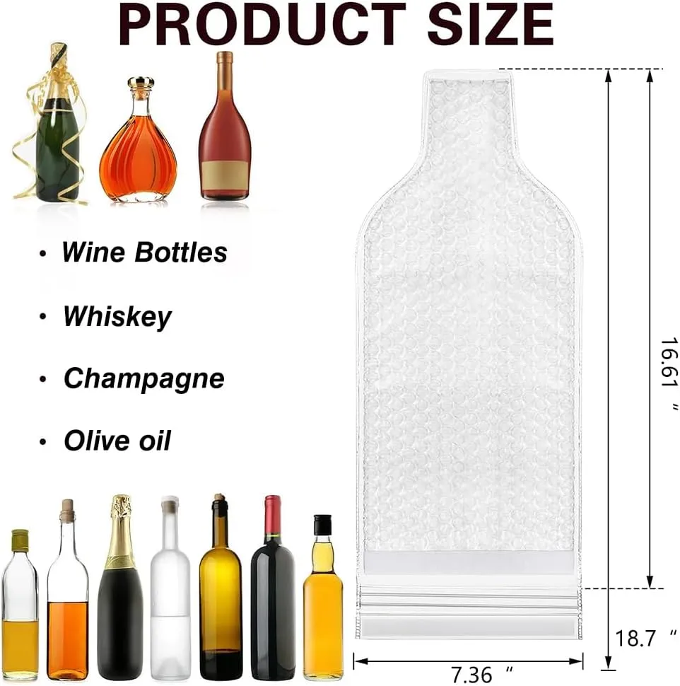 CSBXC 2 PCS Wine Bottle Travel Protector Bags for Airplane, Resealable Wine Sleeves Skins for Travel, Wine Carrier for Suitcase, Wine Shipping Box Packaging for Air Travel Luggage Accessories, Large