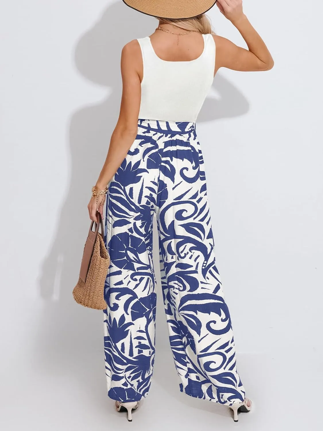CUPSHE Women's Romper Square Neck Sleeveless Belted Pocket Wide leg Maxi Outfit Casual Dressy