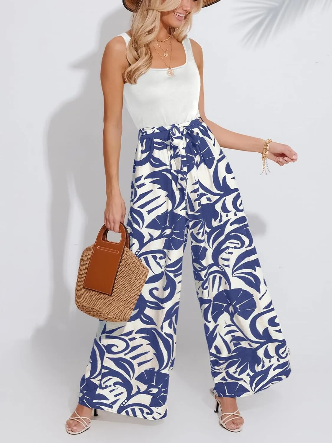 CUPSHE Women's Romper Square Neck Sleeveless Belted Pocket Wide leg Maxi Outfit Casual Dressy