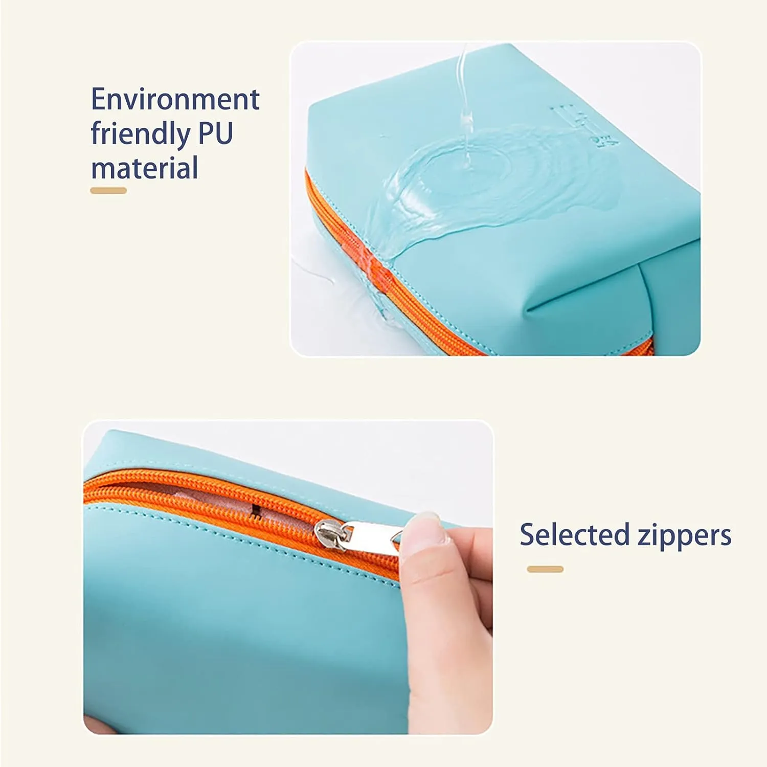 Cute Makeup Bag with Zipper 6.6*4.6 Inch Pu Leather Waterproof Portable Pouch Open Flat Travel Bags for Women Toiletry Small Cosmetic Bag for Purse for Women Wife Girlfriend Valentines Day Gifts