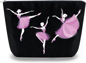 Dance Makeup Bag Ballet Accessories for Teen Girls Sister Teacher Gifts for Dancers Black Cosmetic Bags