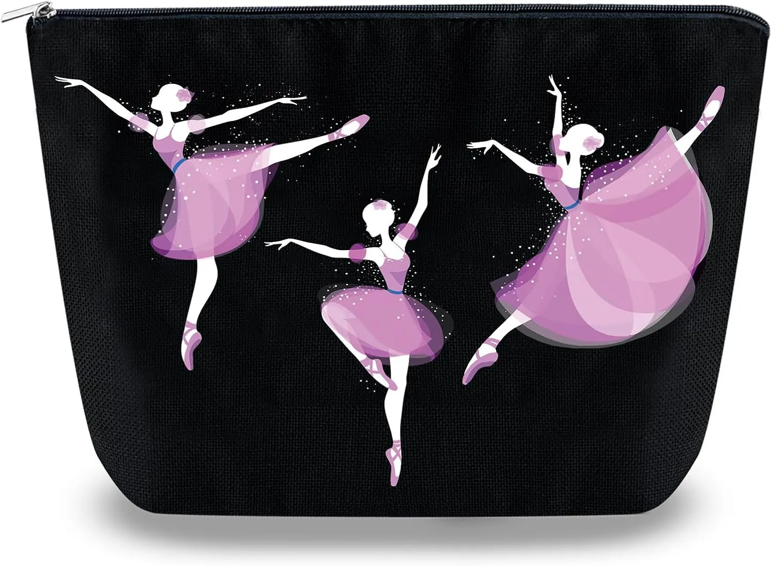 Dance Makeup Bag Ballet Accessories for Teen Girls Sister Teacher Gifts for Dancers Black Cosmetic Bags