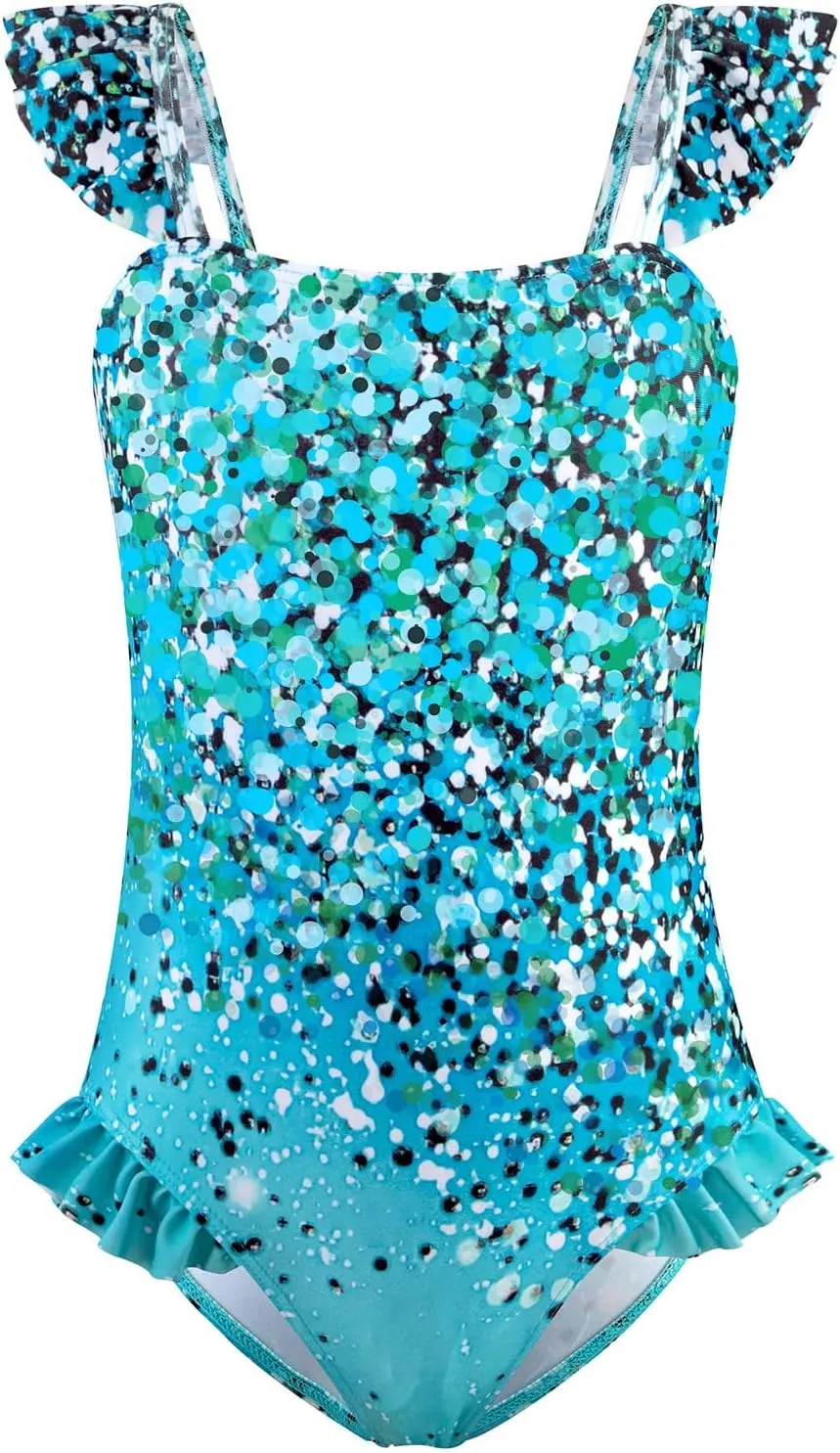DAXIANG Girls One Piece Ruffle Strap Swimsuit Quick Dry Mermaid Swimwear Beach Sport Bathing Suit for Toddler Kids 4-11 Years