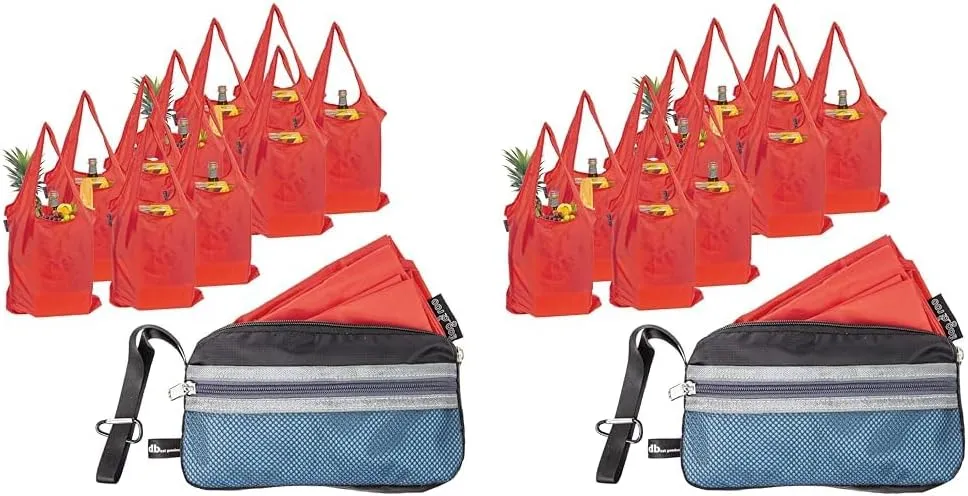 dbest Products Reusable Grocery Bags, Blue, 23" x 14.5" x 9", Adult, Unisex