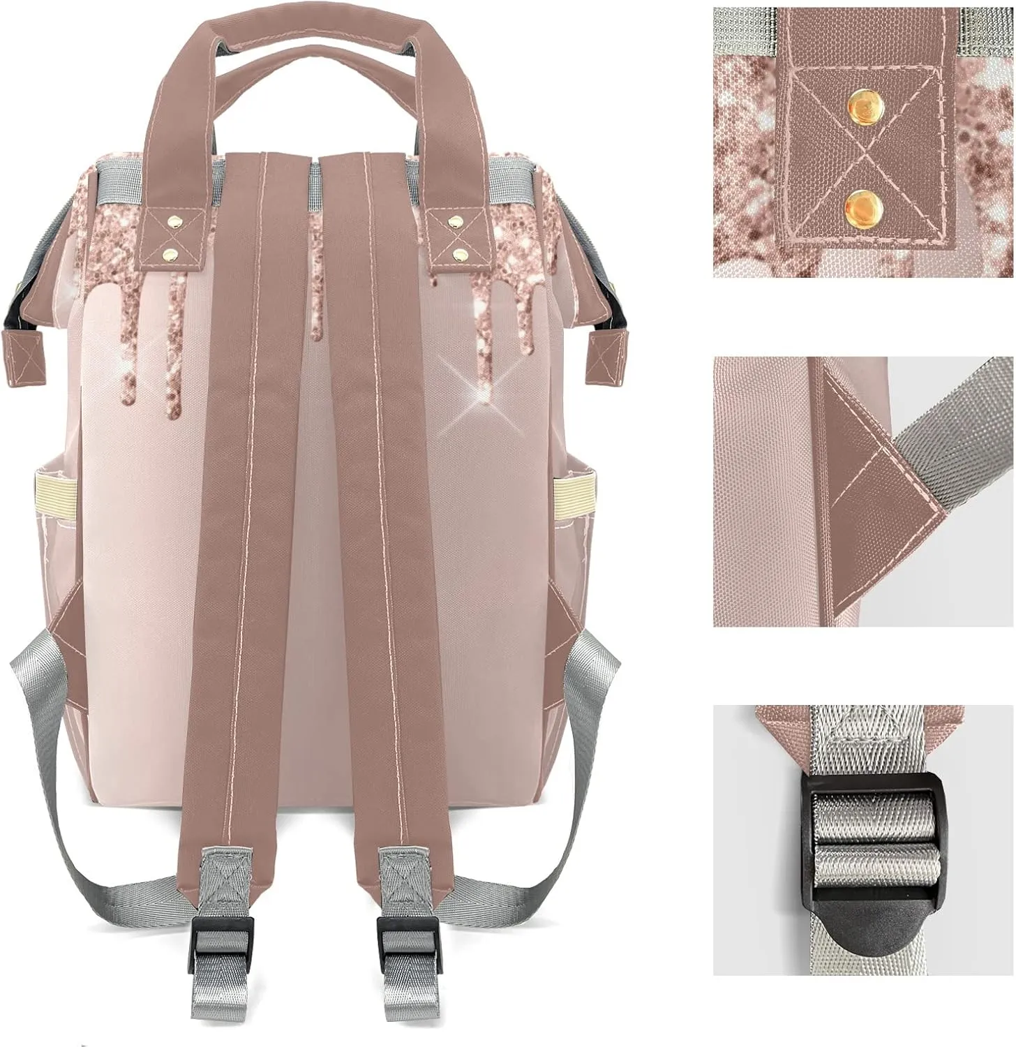 Diaper Bags Glitter Bling Print Tote Bags Backpack with Name Mommy Nursing Bags Gifts for Women Men