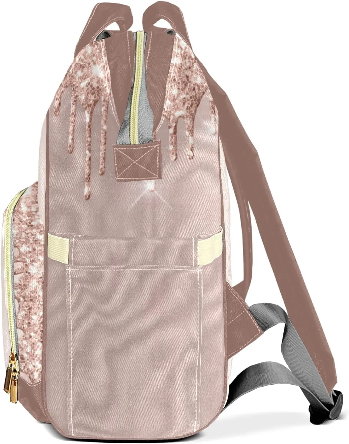 Diaper Bags Glitter Bling Print Tote Bags Backpack with Name Mommy Nursing Bags Gifts for Women Men
