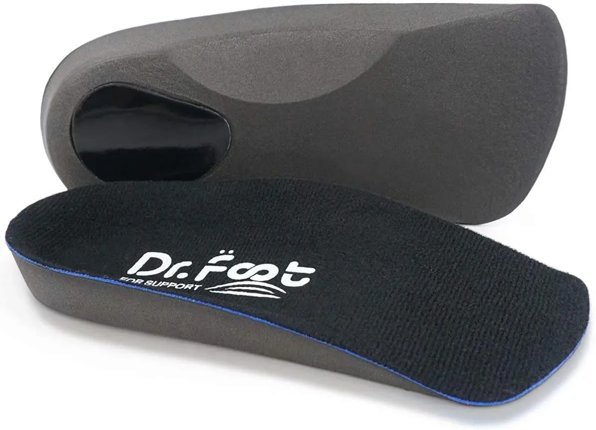 Dr. Foot's 3/4 Length Orthotic Inserts, Self-Adhesive Half Shoe Insoles for Flat Feet, Plantar Fasciitis, Fallen Arches, Over-Pronation, Heel Spurs, Feet Fatigue (Large)