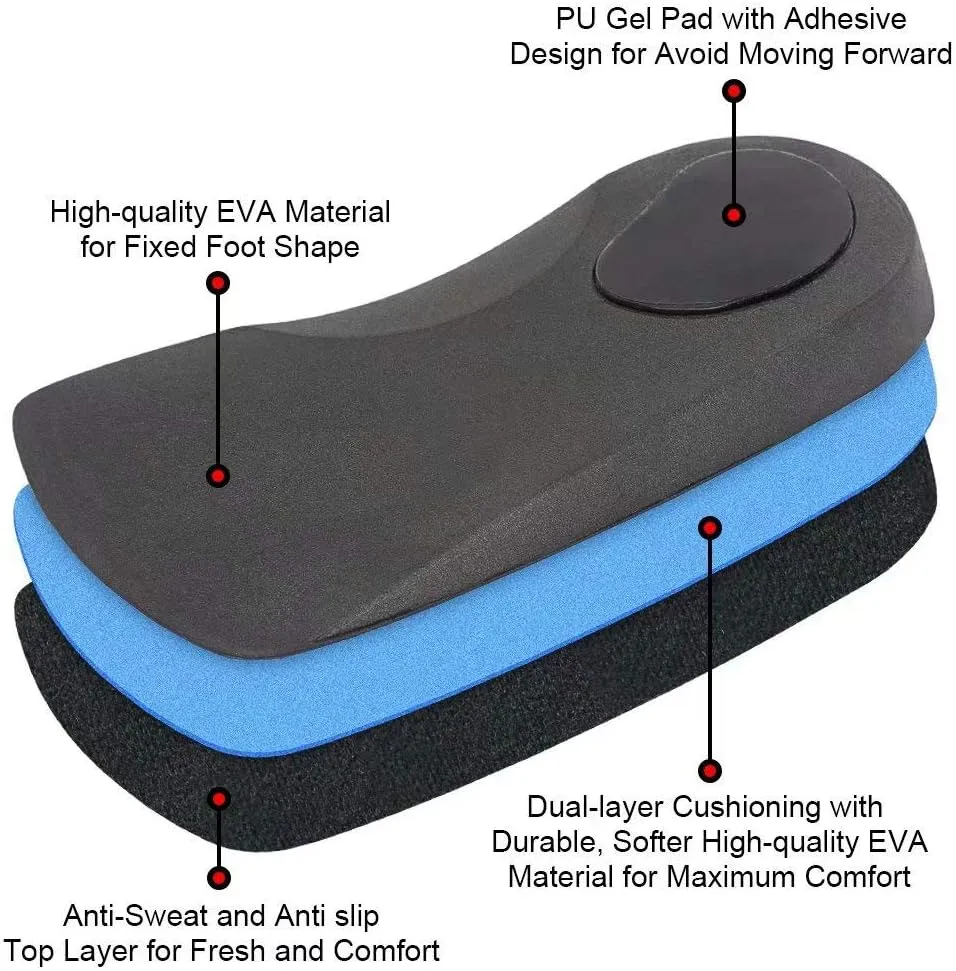 Dr. Foot's 3/4 Length Orthotic Inserts, Self-Adhesive Half Shoe Insoles for Flat Feet, Plantar Fasciitis, Fallen Arches, Over-Pronation, Heel Spurs, Feet Fatigue (Large)