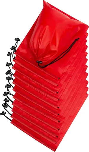 Drawstring Bag - Nylon Cinch and Ditty Stuff Pouch with Toggle (7 x 9-12 pack, Red)