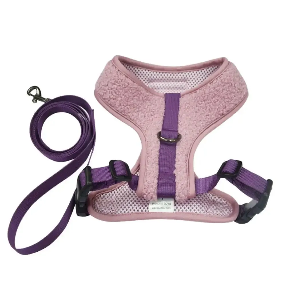 Durable Breathable Soft Adjustable Fleece Dog Harnes Leash Set for Small and Medium Dogs
