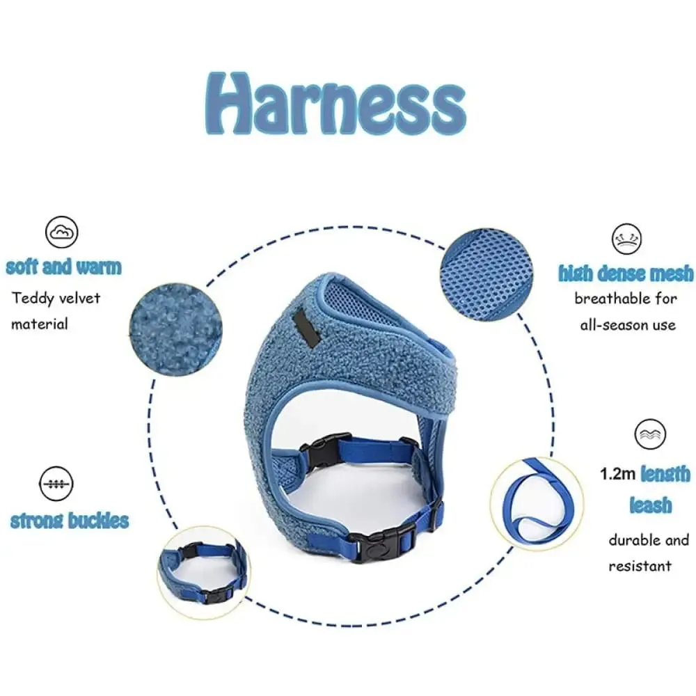 Durable Breathable Soft Adjustable Fleece Dog Harnes Leash Set for Small and Medium Dogs