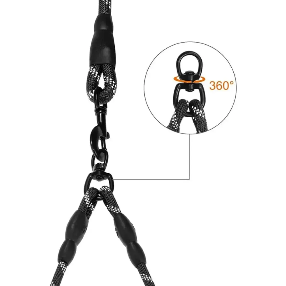 Durable Double Coupler Reflective Strong 360 no Tangle Leash for Small, Medium, and Large Dogs
