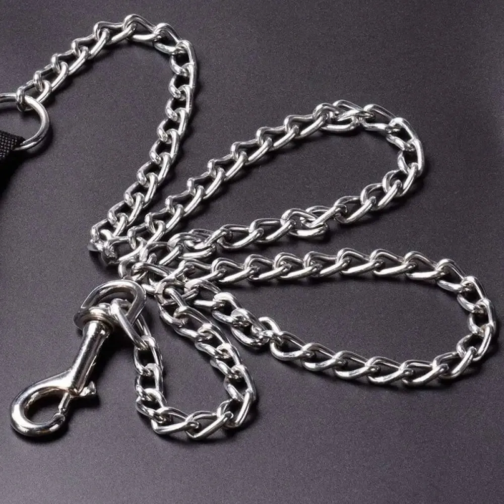 Durable Heavy Duty Comfortable Pu Leather Padded Handle Metal Pet Leash for Medium, Large Dogs