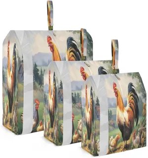 Farmhous Rooster Painting Packing Cubes for Travel 3 Set Packing Cubes Large Luggage Accessories for Suitcase