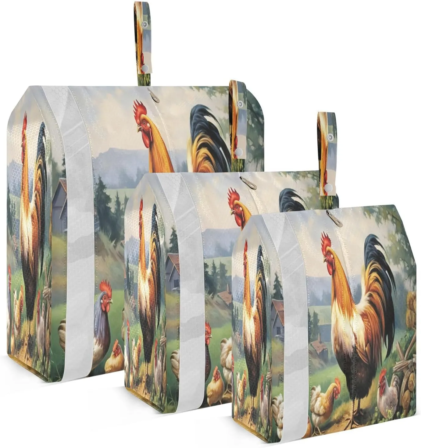 Farmhous Rooster Painting Packing Cubes for Travel 3 Set Packing Cubes Large Luggage Accessories for Suitcase