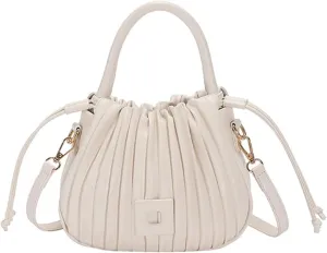 Fashion Handbags Women Shoulder Crossbody Bags For Women Tote PU Leather Bucket Bag(White)