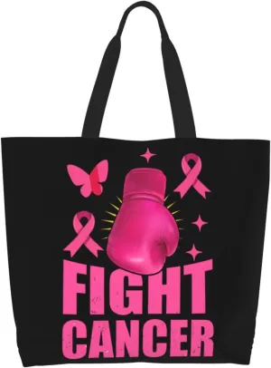 Fight Breast Cancer Awareness Ribbon Women's Tote Bag Large Capacity Single Shoulder Bags Handbag for Shopping Work