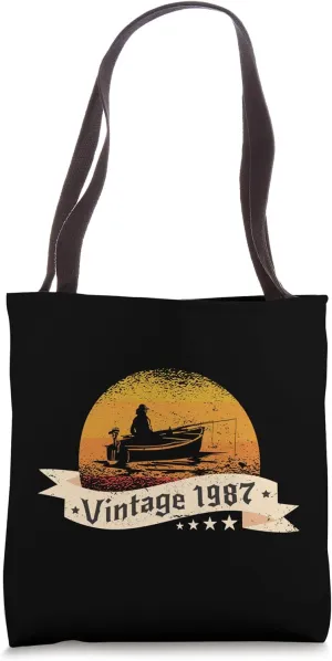 Fisher-men Vintage born 1987 Birthday Fishing-boat Fishing Tote Bag